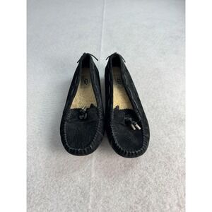 UGG Australia Moccasin Slippers Women's Size 6.5 Black Leather Shearling 1004847